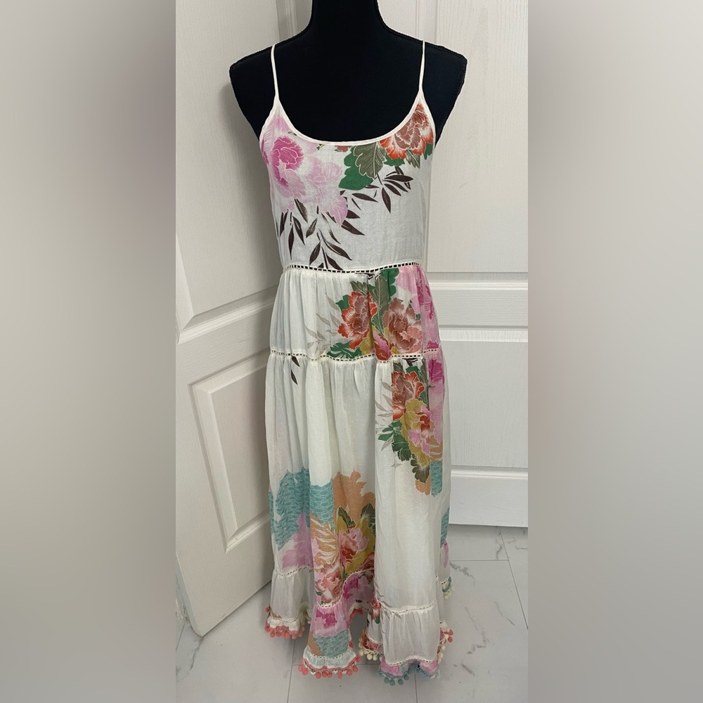 Z & L Anthropologie maxi boho dress size L fits S M too floral